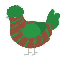 Keeleigh, a russet and viridian chicken with a bar pattern