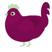 A wine chicken with a head pattern