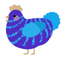 Seabreeze, a indigo and sky chicken with a bar pattern