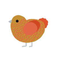 orang, a gold and vermilion chicken with a lace pattern
