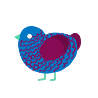 RGB, a sapphire and wine chicken with a lace pattern