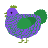 (unnamed), a blurple and viridian chicken with a lace pattern