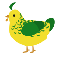 Noodle, a yellow and leaf chicken with a half-lace pattern