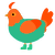 Claus, a sea and red chicken with a head pattern