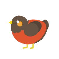(unnamed), a vermilion and bark chicken with a head pattern