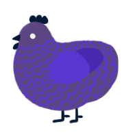 Two Time, a overcast and indigo chicken with a lace pattern