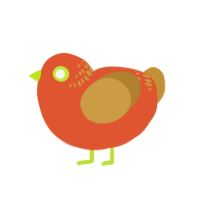 Chip, a vermilion and gold chicken with a neck-band pattern