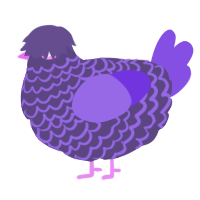 A overcast and blurple chicken with a lace pattern