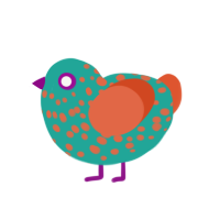 Duster, a aqua and brown chicken with a head pattern