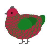 A crimson and leaf chicken with a lace pattern