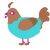 Duster, a aqua and brown chicken with a head pattern