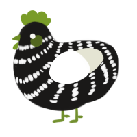 A sable and white chicken with a bar pattern