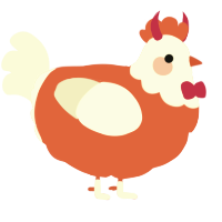 Gamble, a vermilion and white chicken with a head pattern