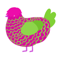 Water Melon, a fuchsia and grass chicken with a lace pattern