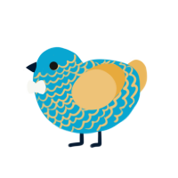 Sage of Truth, a cerulean and honey chicken with a lace pattern