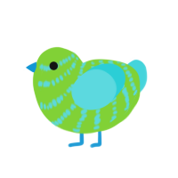 Alien Merp, a grass and aqua chicken with a bar pattern