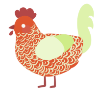 MariMari, a vermilion and apple chicken with a double-lace pattern