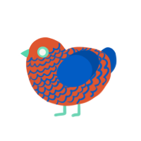 (unnamed), a vermilion and ultramarine chicken with a lace pattern