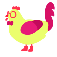 Vibrant Desire, a chartreuse and violet chicken
