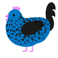 Moon, a sapphire and sable chicken with a speckle pattern