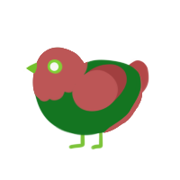 Holly, a leaf and red chicken with a head pattern