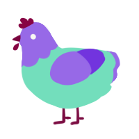(unnamed), a mint and blurple chicken with a head pattern
