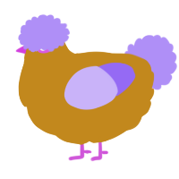 A ochre and lilac chicken