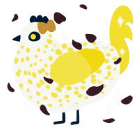 (unnamed), a white and yellow chicken with a speckle pattern