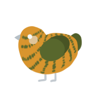 Gourd, a orange and olive chicken with a bar pattern