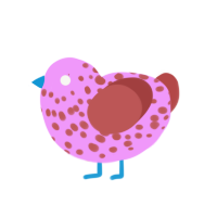 Chocochip strawberry, a lavender and red chicken with a speckle pattern