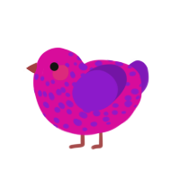 Pink Dragonfruit, a fuchsia and violet chicken with a speckle pattern
