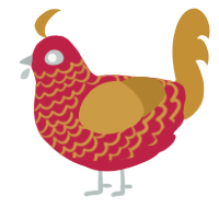(unnamed), a crimson and gold chicken with a lace pattern