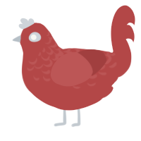 Chili Dog, a red chicken with a half-lace pattern