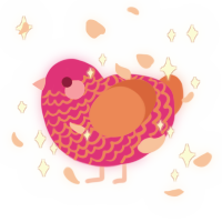 fruitti, a fuchsia and vermilion chicken with a lace pattern