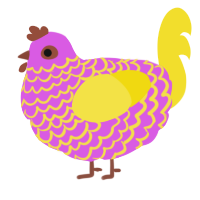 Estrogen, a orchid and yellow chicken with a lace pattern