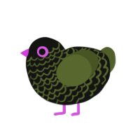 clone rights, a black and olive chicken with a lace pattern