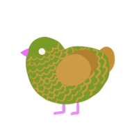 Melon, a chartreuse and gold chicken with a lace pattern