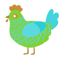 A grass and aqua chicken with a lace pattern