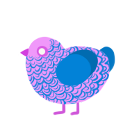 ugly but proud, a lavender and sapphire chicken with a double-lace pattern