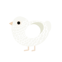 Thing 2, a white chicken with a lace pattern