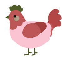 Tapenade, a rose and red chicken with a head pattern