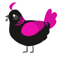 A sable and fuchsia chicken with a neck-band pattern