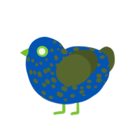 (unnamed), a ultramarine and olive chicken with a speckle pattern