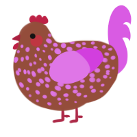 Burgertime, a russet and orchid chicken with a speckle pattern
