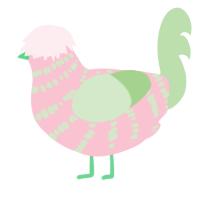 (unnamed), a rose and gluppy chicken with a bar pattern