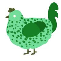 Clover, a spring and leaf chicken with a speckle pattern