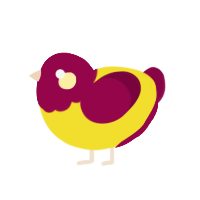 Raspberry Lemonade, a yellow and maroon chicken with a head pattern