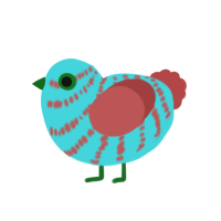 (unnamed), a aqua and red chicken with a bar pattern