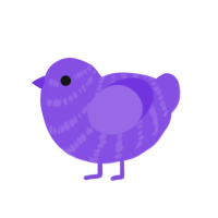 Spectrum Violet, a blurple chicken with a bar pattern