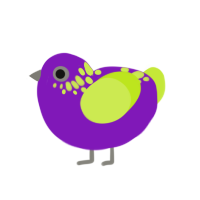 goosebumps, a violet and lime chicken with a neck-speckle pattern